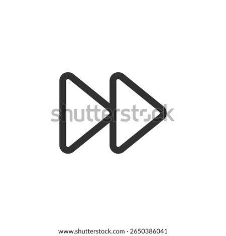 Fast forward icon, linear style. Playback control, video skip, or media streaming. Line with editable stroke.