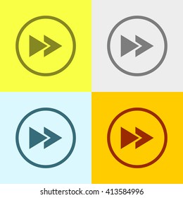 Fast Forward Icon on Four Different Backgrounds. Eps-10.