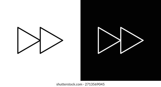 Pictograma de icono de avance rápido sobre fondo blanco.