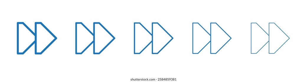 Fast forward icon Symbol collection thin outline set
