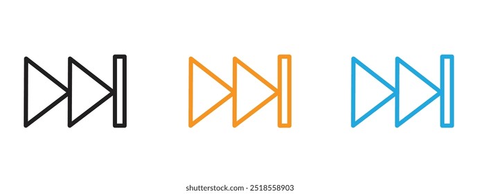 Fast forward icon Thin line illustration set