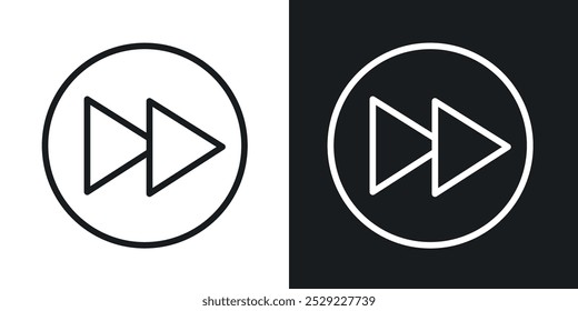 Fast forward icon in Thin line black color. flat simple vector symbols illustration.
