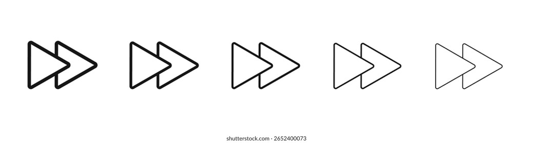 Signo de ilustración de conjunto de esquema de Vector de icono de avance rápido