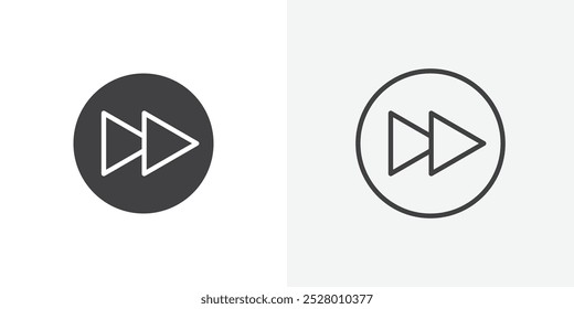 Fast forward icon vector icon set in black and white color.