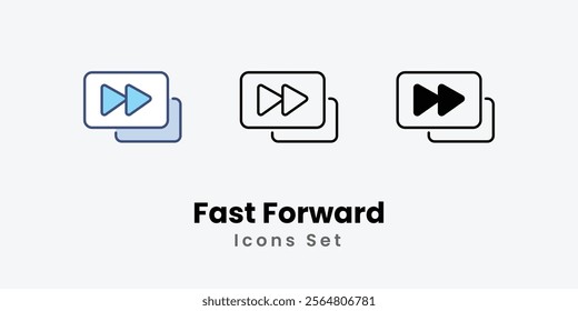 Fast Forward Icons thin line and glyph vector icon stock illustration