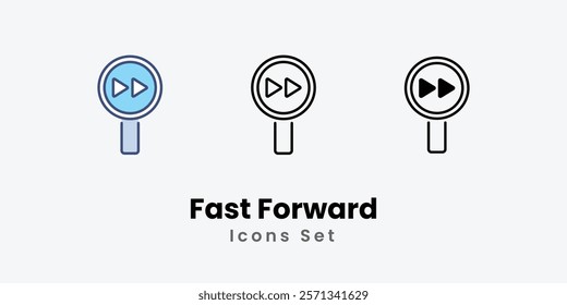 Fast Forward Icons thin line and glyph vector icon stock illustration