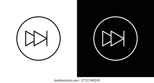 Fast forward icons vector symbol with editable stroke lines for web designs
