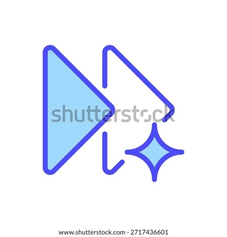 Fast Forward Line Icon, Outline Symbol for Speed Increase, Time Skipping, Video Control, Rapid Progress, and Future Navigation. Vector Sign Icon.