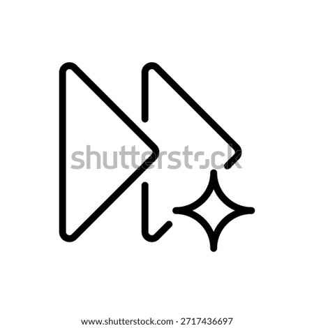 Fast Forward Line Icon, Outline Symbol for Speed Increase, Time Skipping, Video Control, Rapid Progress, and Future Navigation. Vector Sign Icon.