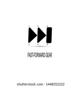 fast forward logo, number of gear sign, vector graphics, a simple logo on a white background. 