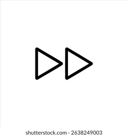 A fast forward media control button, shown as two triangles pointing right. Represents skipping ahead or increasing speed. Isolated on a white background.