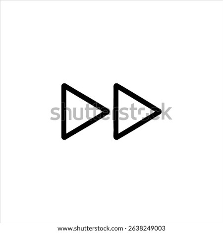 A fast forward media control button, shown as two triangles pointing right. Represents skipping ahead or increasing speed. Isolated on a white background.