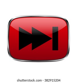 fast forward Media player buttons, icon red isolated