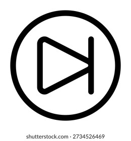 A fast forward or next button icon. The black circular outline contains a right-pointing triangle (often accompanied by vertical lines), symbolizing skipping ahead, moving forward, or progressing to the next media track.