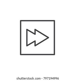 Fast forward play button line icon, outline vector sign, linear style pictogram isolated on white. Symbol, logo illustration. Editable stroke