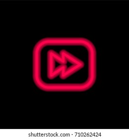 Fast forward red glowing neon ui ux icon. Glowing sign logo vector