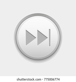FAST FORWARD round white interface button. Vector 3d illustration