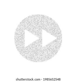 The fast forward symbol filled with black dots. Pointillism style. Vector illustration on white background