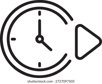 Avanço rápido com um ícone de botão de relógio e reprodução para rápida progressão de mídia isolada no fundo branco