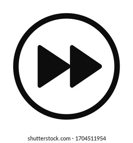 Fast forward triangles inside a circle vector icon isolated on white background. Next concept round button illustration