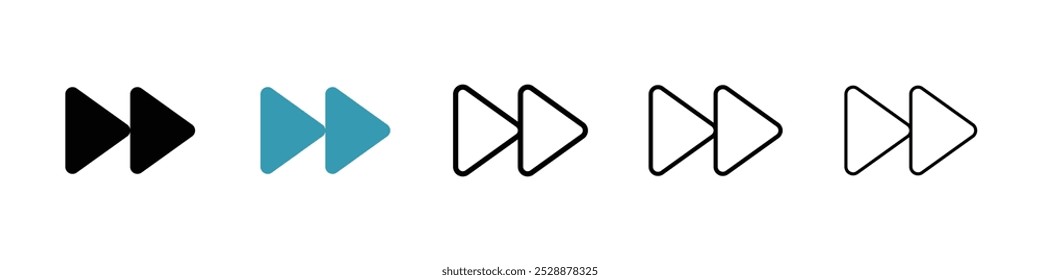 Fast forward vector icon set in black and blue colors.