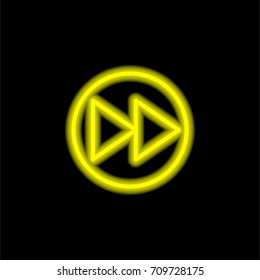Fast forward yellow glowing neon ui ux icon. Glowing sign logo vector