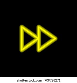 Fast forward yellow glowing neon ui ux icon. Glowing sign logo vector