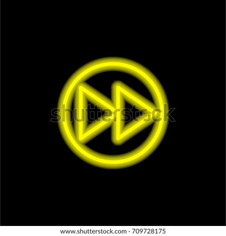 Fast forward yellow glowing neon ui ux icon. Glowing sign logo vector