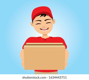 Fast and free delivery. Delivery Boy  illustration. Food service. 