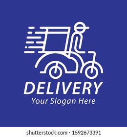 Fast and free delivery icon man is riding a scooter. Vector cartoon illustration. Bike. Icon, logo, design elements