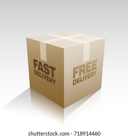 Fast free delivery parcel box vector illustration