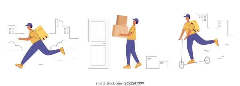 Fast and free delivery service vector set