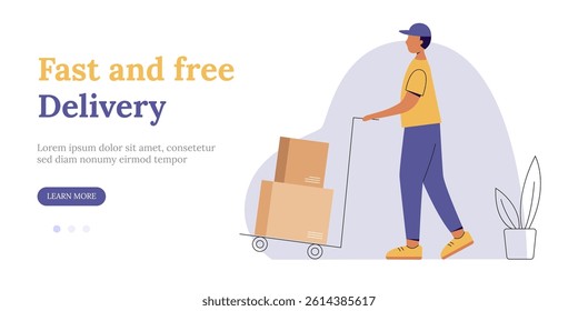 Fast and free delivery service web banner