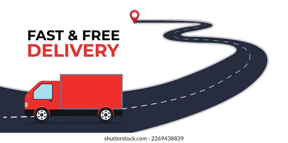 Fast and free delivery with truck on road