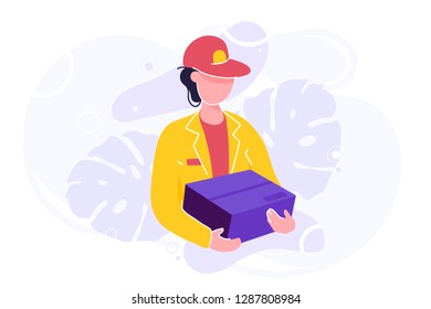 Fast and free delivery. Vector cartoon illustration. Food service.Delivery for banner and website.