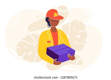 Fast and free delivery. Vector cartoon illustration. Food service.Delivery for banner and website.