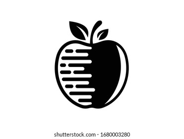 Logotipo del servicio de entrega de fruta fresca de Apple, identidad fresca y saludable. Diseño de la tienda de frutas