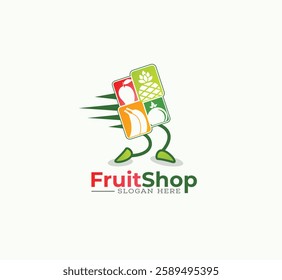 Fast fruits shop vector logo design