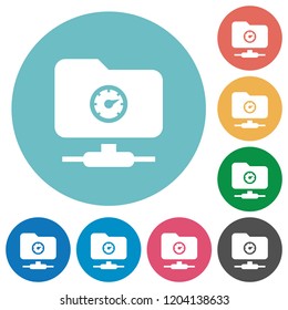 Fast FTP flat white icons on round color backgrounds