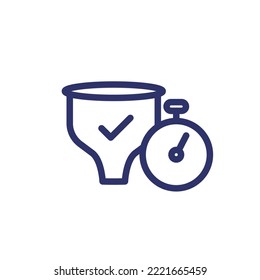 icono de línea de embudo rápido, vector