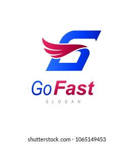Fast G Logo, Letter G With Wing Logo, Initial Letter Logo Template