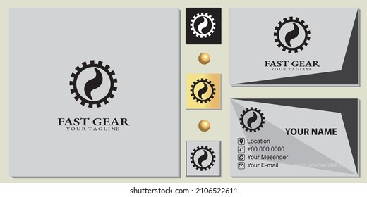 fast gear  logo premium template with elegant business card vector eps 10