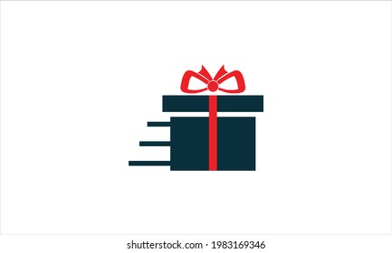 fast Gift Box Logo r gift box in motion icon template illustration vector
