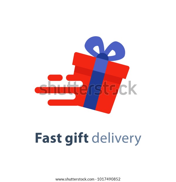 Fast Gift Delivery Service Blue Red Stock Vector (Royalty Free) 1017490852