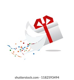 Fast gift delivery service concept. Present quick solution. Vector illustration