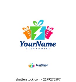 Fast Gift Logo Design Template. Thunder Gift logo concept vector. Creative Icon Symbol