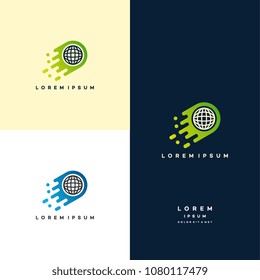Fast Globe logo designs concept, Globe shipping delivery vector