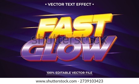 Fast glow 3d text effect editable text effect premium vectors