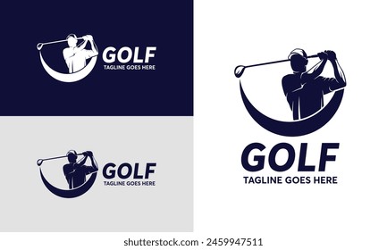 Diseños rápidos del logotipo del golf, Plantilla del diseño del logotipo de la silueta del deporte del golf