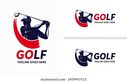 Diseños rápidos del logotipo del golf, Plantilla del diseño del logotipo de la silueta del deporte del golf